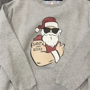 Denim & Flower Gray Santa Graphic Crewneck Sweater
